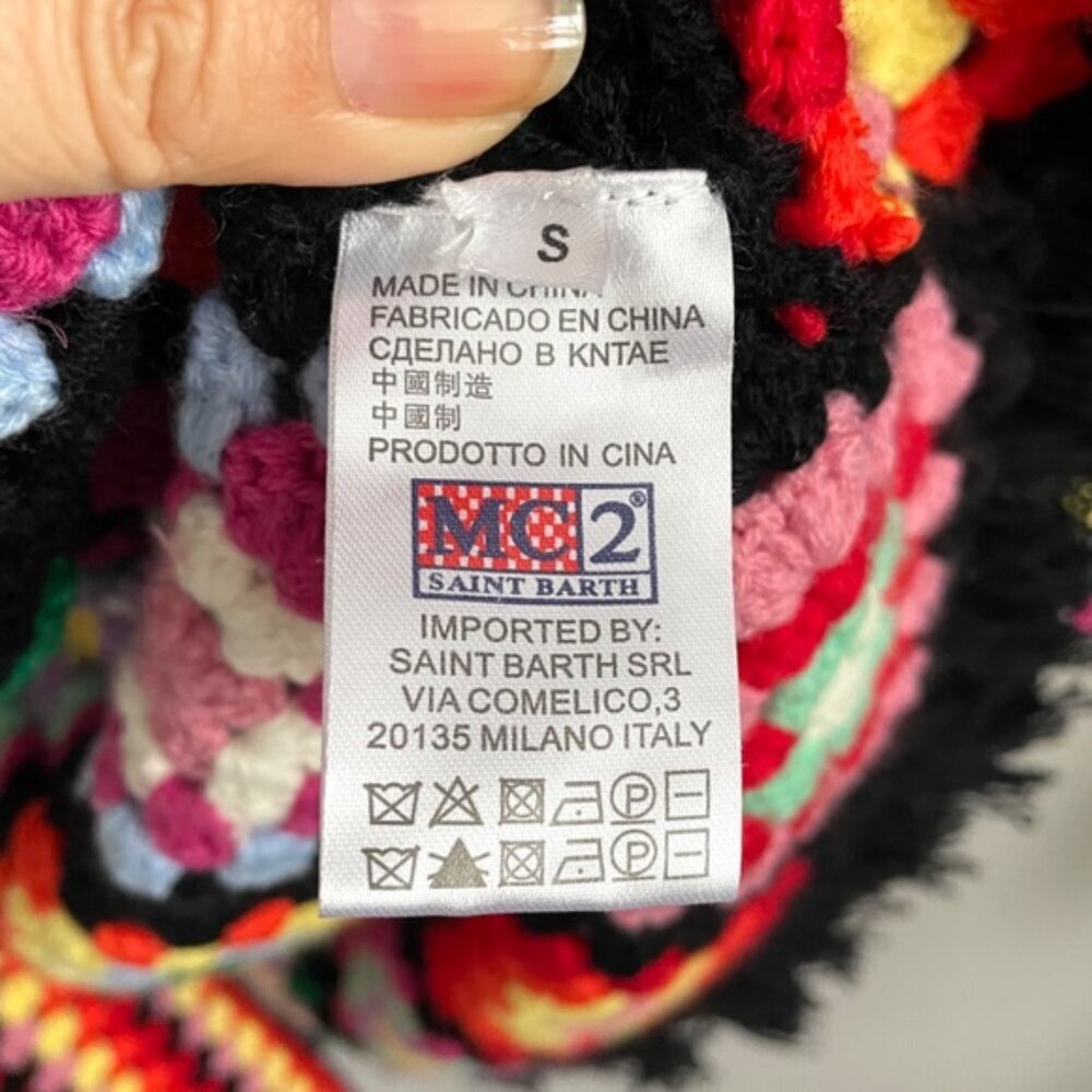 MC2 Saint Barth Multicolor Crochet Wool Coat With Belt - S/M, NWOTs 🇮🇹 - Picture 9 of 16